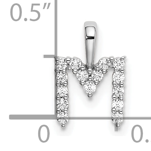 14k White Gold 1/6 carat Lab Grown Diamond VS/SI+ G+ Complete Letter M Initial Pendant