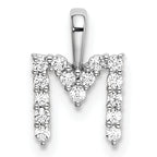 14k White Gold 1/6 carat Lab Grown Diamond VS/SI+ G+ Complete Letter M Initial Pendant