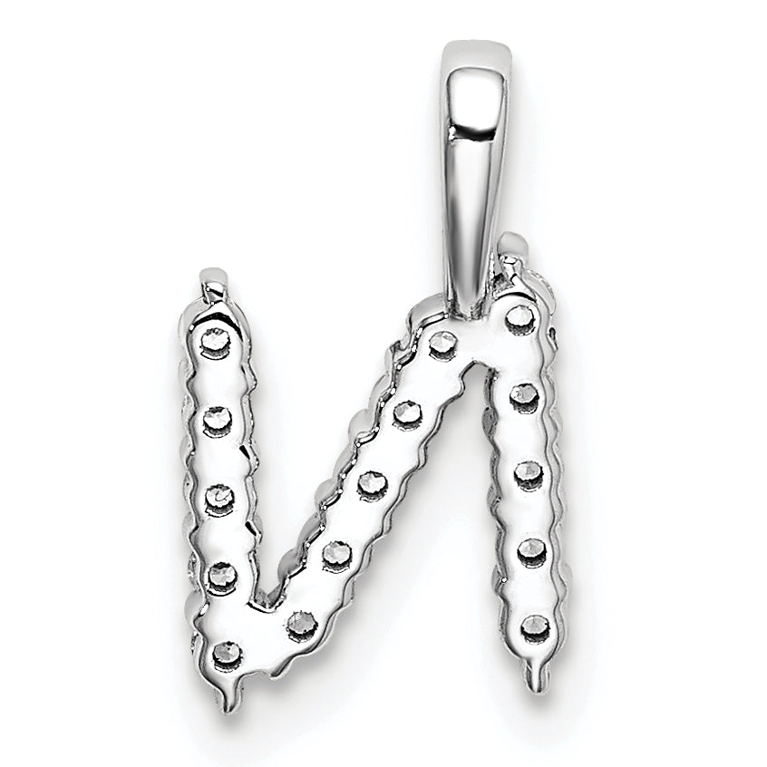 14k White Gold 1/6 carat Lab Grown Diamond VS/SI+ G+ Complete Letter N Initial Pendant