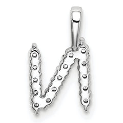 14k White Gold 1/6 carat Lab Grown Diamond VS/SI+ G+ Complete Letter N Initial Pendant