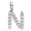 14k White Gold 1/6 carat Lab Grown Diamond VS/SI+ G+ Complete Letter N Initial Pendant
