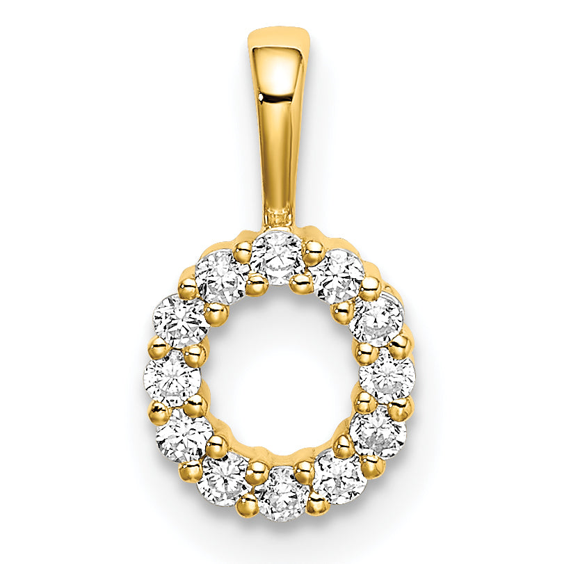 14k 1/8 carat Lab Grown Diamond VS/SI+ G+ Complete Letter O Intitial Pendant