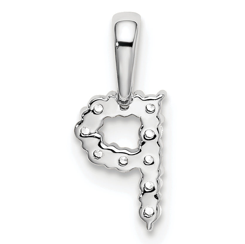 14k White Gold 1/10 carat Lab Grown Diamond VS/SI+ G+ Complete Letter P Initial Pendant