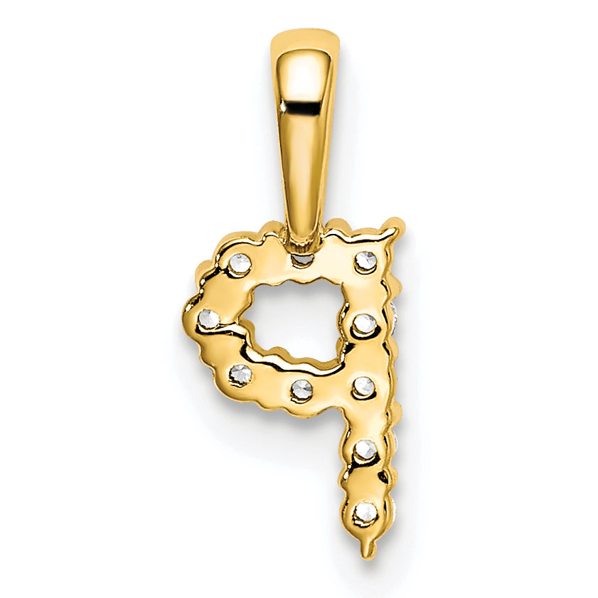14k 1/10 carat Lab Grown Diamond VS/SI+ G+ Complete Letter P Initial Pendant