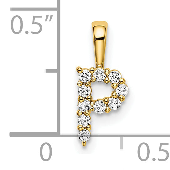 14k 1/10 carat Lab Grown Diamond VS/SI+ G+ Complete Letter P Initial Pendant