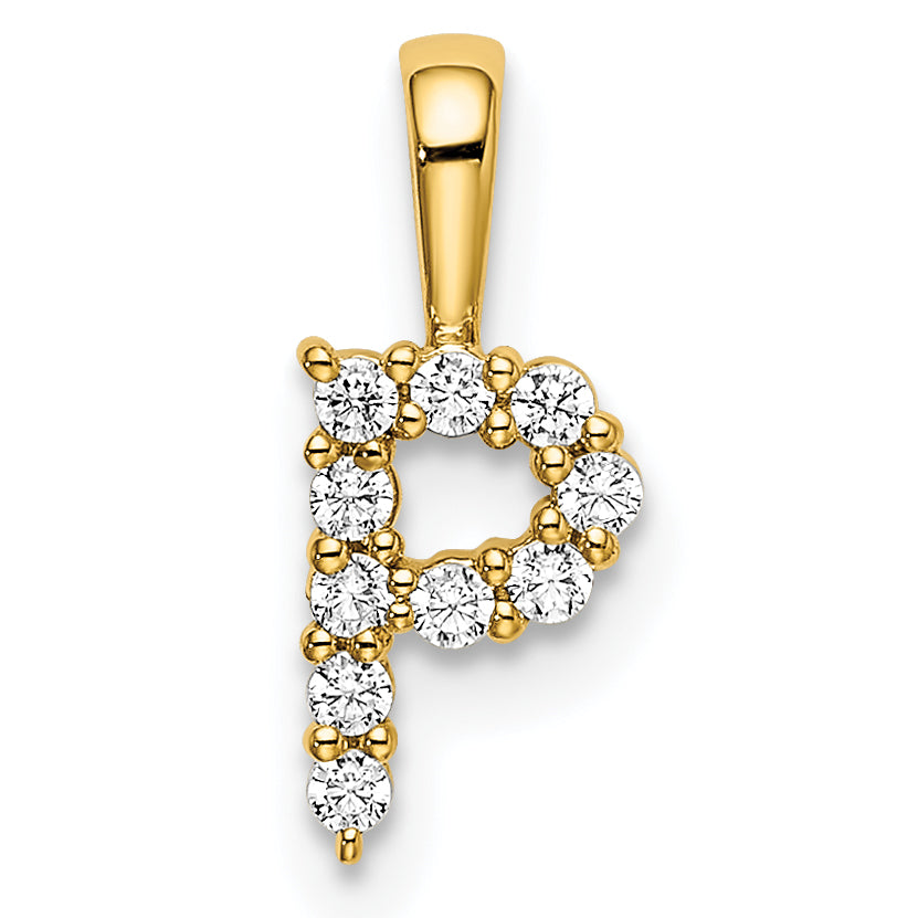 14k 1/10 carat Lab Grown Diamond VS/SI+ G+ Complete Letter P Initial Pendant Main image