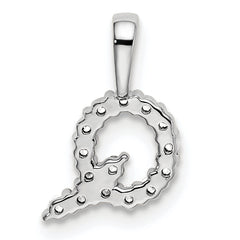 14k White Gold 1/6 carat Lab Grown Diamond VS/SI+ G+ Complete Letter Q Initial Pendant