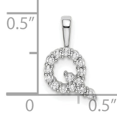 14k White Gold 1/6 carat Lab Grown Diamond VS/SI+ G+ Complete Letter Q Initial Pendant