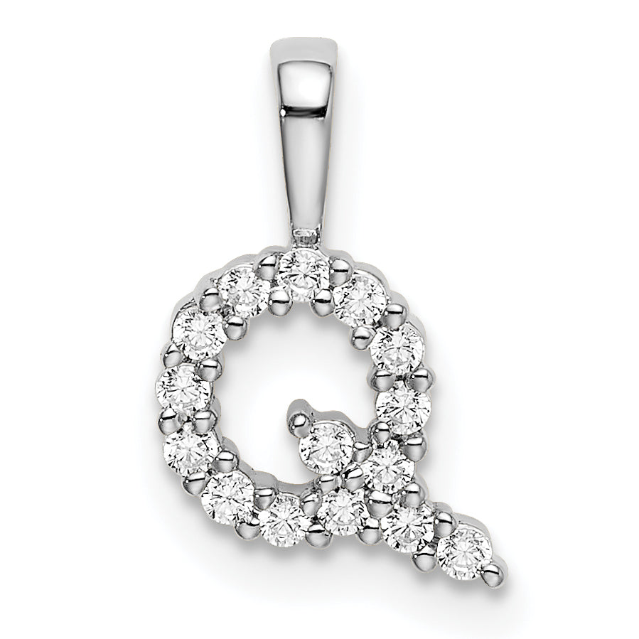 14k White Gold 1/6 carat Lab Grown Diamond VS/SI+ G+ Complete Letter Q Initial Pendant Main image
