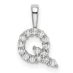 14k White Gold 1/6 carat Lab Grown Diamond VS/SI+ G+ Complete Letter Q Initial Pendant