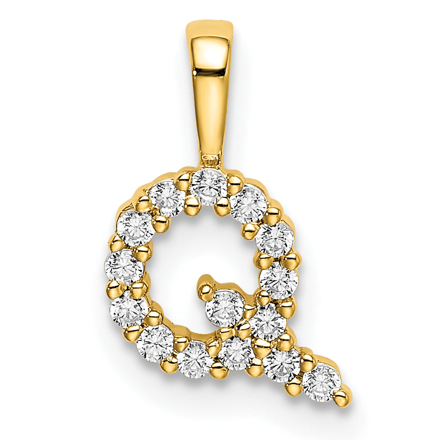 14k 1/6 carat Lab Grown Diamond VS/SI+ G+ Complete Letter Q Initial Pendant Main image