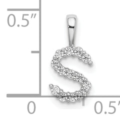 14k White Gold 1/8 carat Lab Grown Diamond VS/SI+ G+ Complete Letter S Initial Pendant