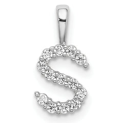 14k White Gold 1/8 carat Lab Grown Diamond VS/SI+ G+ Complete Letter S Initial Pendant