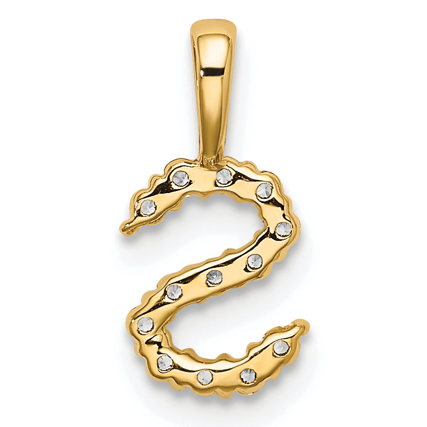 14k 1/8 carat Lab Grown Diamond VS/SI+ G+ Complete Letter S Initial Pendant
