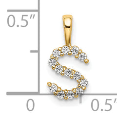 14k 1/8 carat Lab Grown Diamond VS/SI+ G+ Complete Letter S Initial Pendant