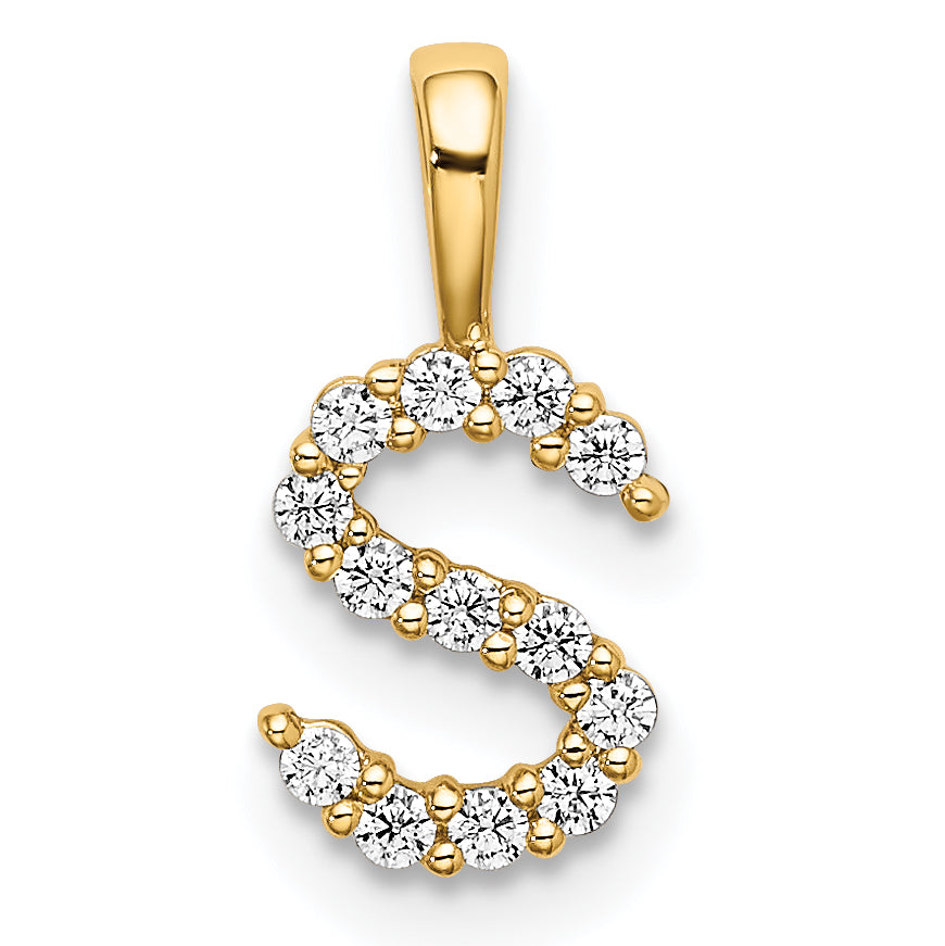 14k 1/8 carat Lab Grown Diamond VS/SI+ G+ Complete Letter S Initial Pendant