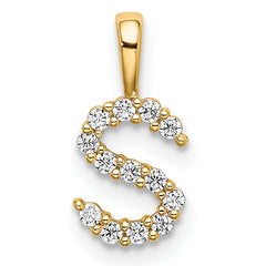 14k 1/8 carat Lab Grown Diamond VS/SI+ G+ Complete Letter S Initial Pendant