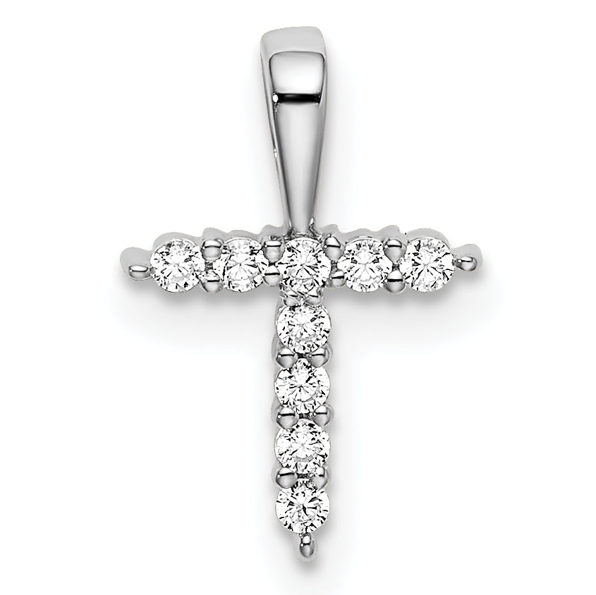 14k White Gold 1/10 carat Lab Grown Diamond VS/SI+ G+ Complete Letter T Initial Pendant Main image