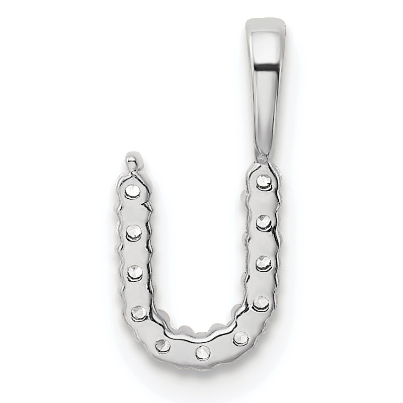 14k White Gold 1/8 carat Lab Grown Diamond VS/SI+ G+ Complete Letter U Initial Pendant