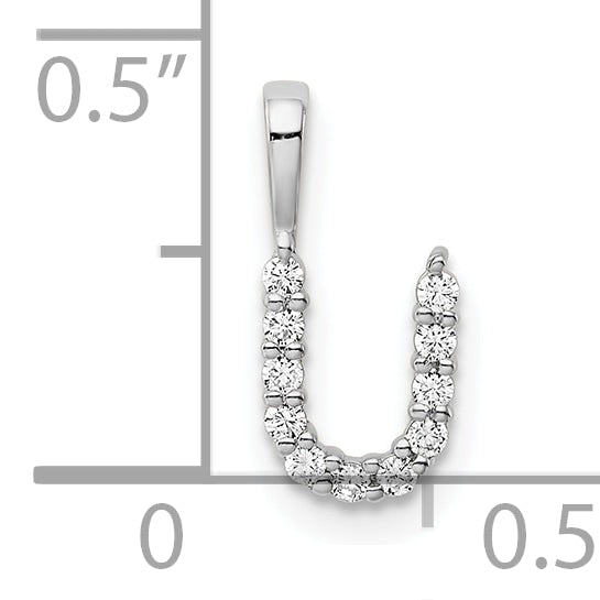 14k White Gold 1/8 carat Lab Grown Diamond VS/SI+ G+ Complete Letter U Initial Pendant