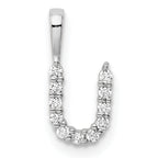 14k White Gold 1/8 carat Lab Grown Diamond VS/SI+ G+ Complete Letter U Initial Pendant