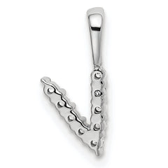 14k White Gold 1/10 carat Lab Grown Diamond VS/SI+ G+ Complete 18 inch Letter V Initial Pendant Necklace