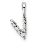 14k White Gold 1/10 carat Lab Grown Diamond VS/SI+ G+ Complete Letter V Initial Pendant