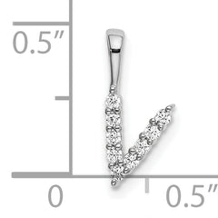 14k White Gold 1/10 carat Lab Grown Diamond VS/SI+ G+ Complete Letter V Initial Pendant