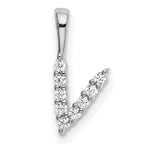14k White Gold 1/10 carat Lab Grown Diamond VS/SI+ G+ Complete 18 inch Letter V Initial Pendant Necklace