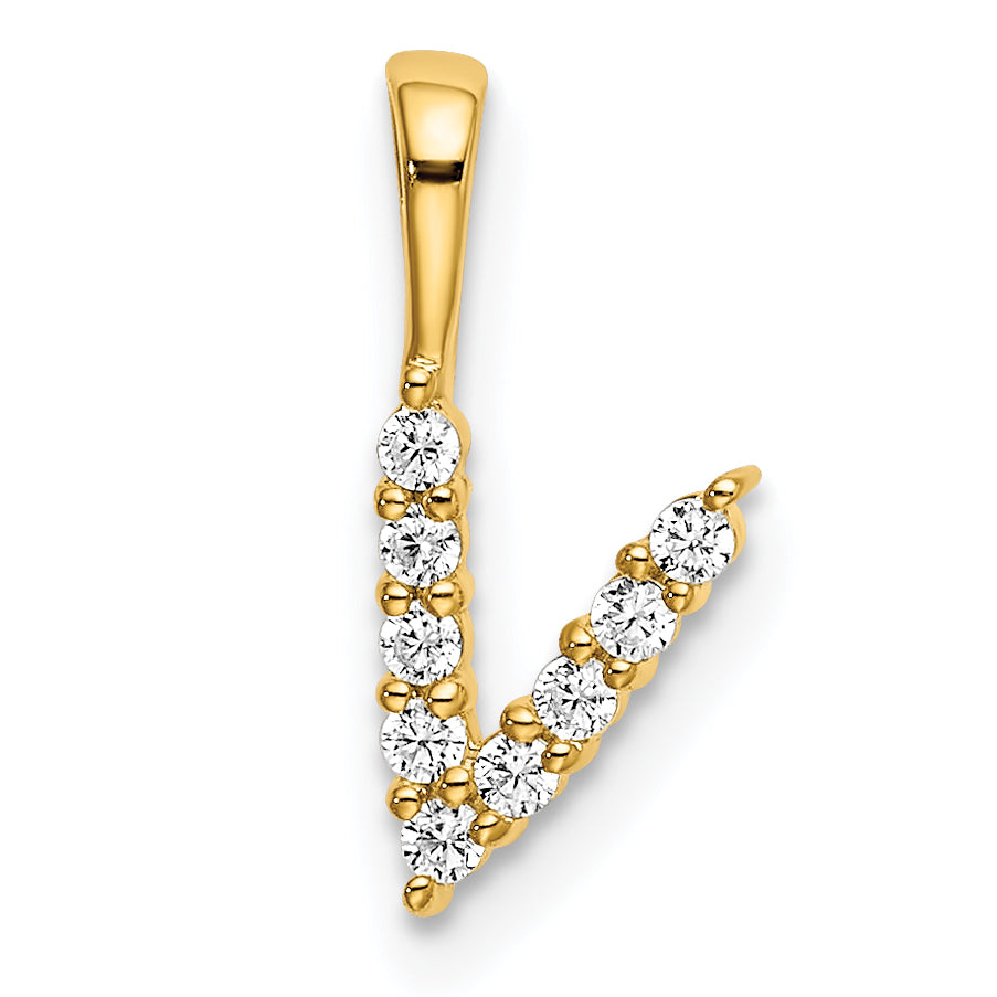 14k 1/10 carat Lab Grown Diamond VS/SI+ G+ Complete Letter V Initial Pendant Main image
