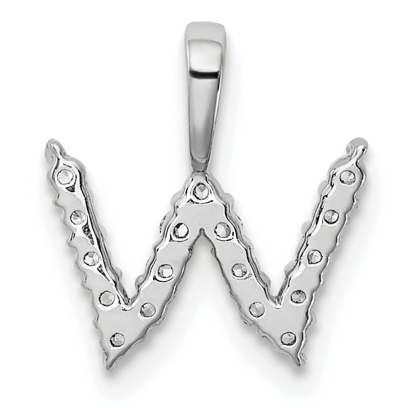 14k White Gold 1/6 carat Lab Grown Diamond VS/SI+ G+ Complete Letter W Initial Pendant
