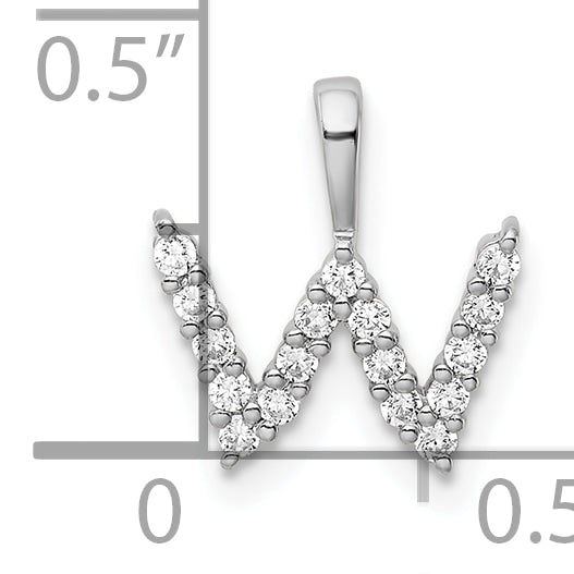 14k White Gold 1/6 carat Lab Grown Diamond VS/SI+ G+ Complete Letter W Initial Pendant