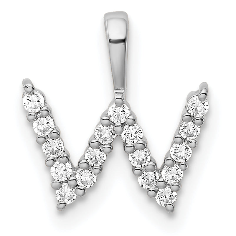 14k White Gold 1/6 carat Lab Grown Diamond VS/SI+ G+ Complete Letter W Initial Pendant