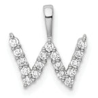 14k White Gold 1/6 carat Lab Grown Diamond VS/SI+ G+ Complete Letter W Initial Pendant