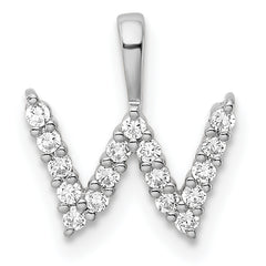 14k White Gold 1/6 carat Lab Grown Diamond VS/SI+ G+ Complete Letter W Initial Pendant