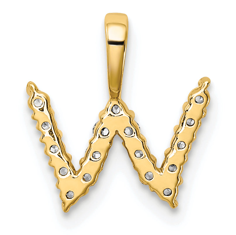 14k 1/6 carat Lab Grown Diamond VS/SI+ G+ Complete Letter W Initial Pendant