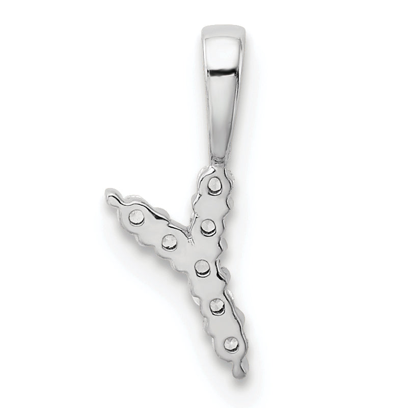 14k White Gold 1/15 carat Lab Grown Diamond VS/SI+ G+ Complete Letter Y Initial Pendant