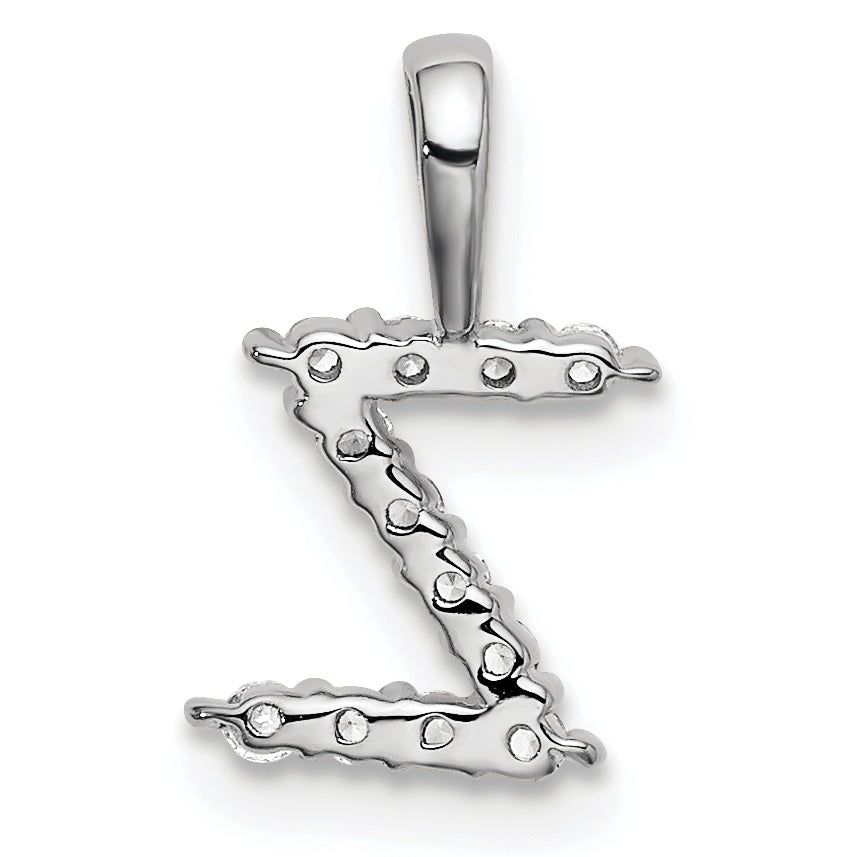 14k White Gold 1/8 carat Lab Grown Diamond VS/SI+ G+ Complete Letter Z Intitial Pendant