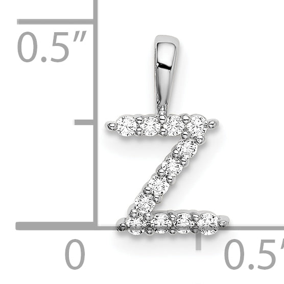 14k White Gold 1/8 carat Lab Grown Diamond VS/SI+ G+ Complete Letter Z Intitial Pendant