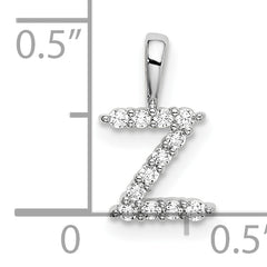 14k White Gold 1/8 carat Lab Grown Diamond VS/SI+ G+ Complete Letter Z Intitial Pendant