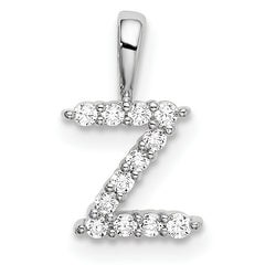 14k White Gold 1/8 carat Lab Grown Diamond VS/SI+ G+ Complete Letter Z Intitial Pendant