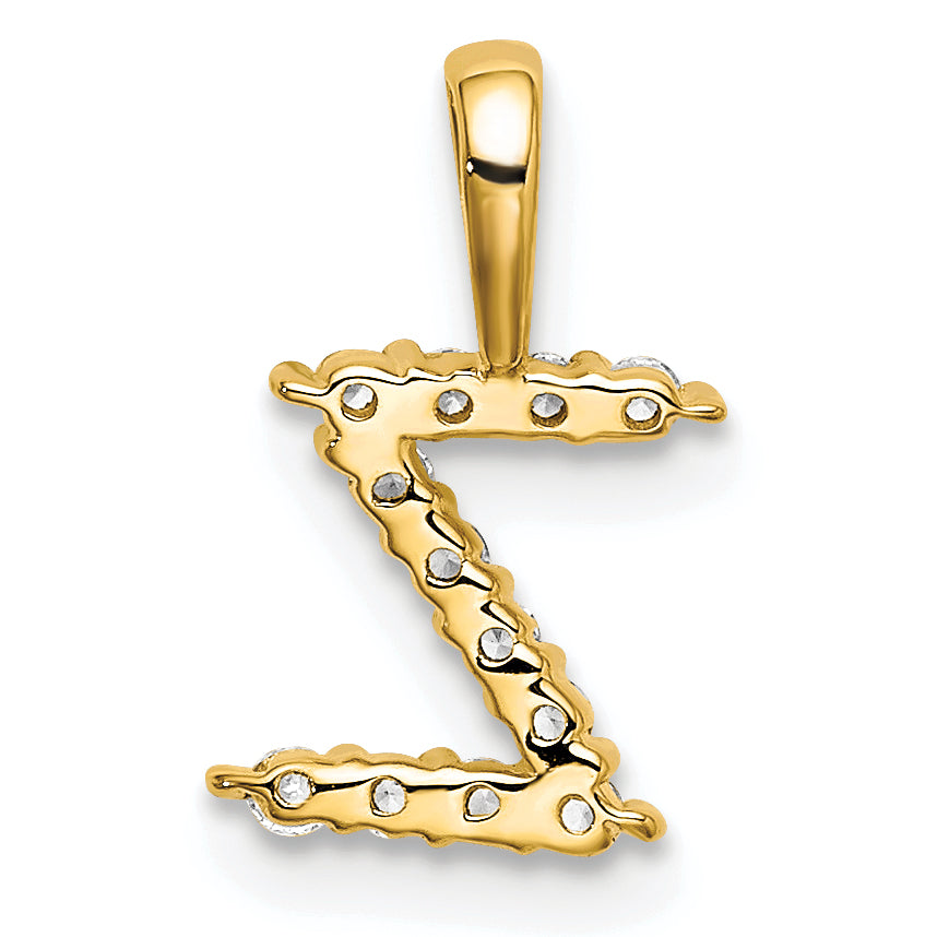 14k 1/8 carat Lab Grown Diamond VS/SI+ G+ Complete Letter Z Intitial Pendant