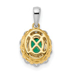 14k Two-Tone 1/2 carat Lab Grown Diamond VS/SI+ G+ and Lab Created Emerald Halo Pendant