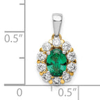14k Two-Tone 1/2 carat Lab Grown Diamond VS/SI+ G+ and Lab Created Emerald Halo Pendant