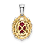 14k Two-Tone 1/2 carat Lab Grown Diamond VS/SI+ G+ and Lab Created Ruby Halo Pendant