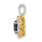 14k Two-Tone 1/2 carat Lab Grown Diamond VS/SI+ G+ and Lab Created Blue Sapphire Halo Pendant