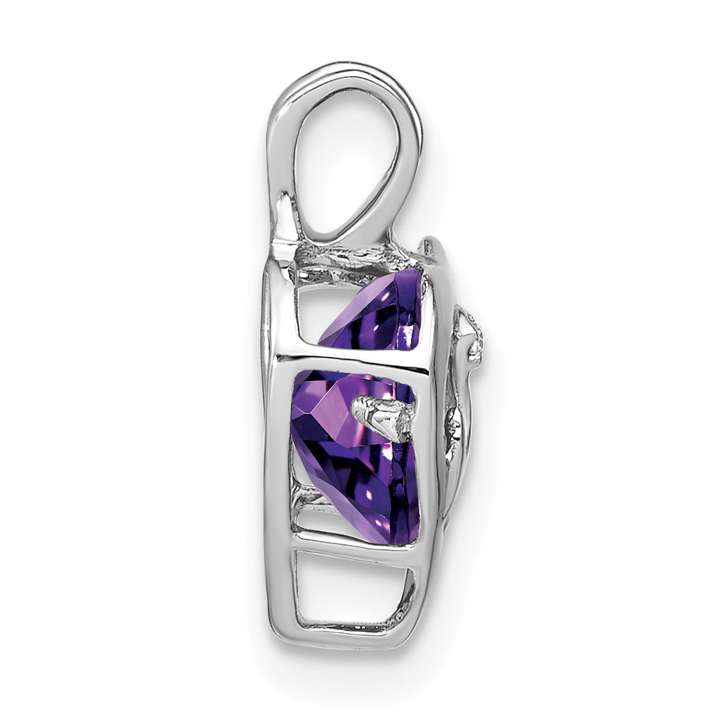 14k White Gold Amethyst and Diamond MOM Heart Pendant Secondary image