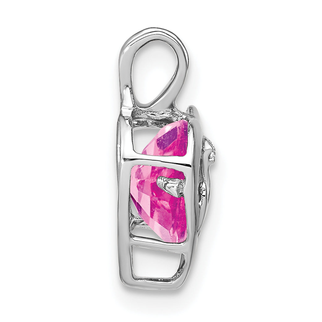 14k White Gold Creat. Pink Sapphire/Diamond MOM Heart Pendant Secondary image
