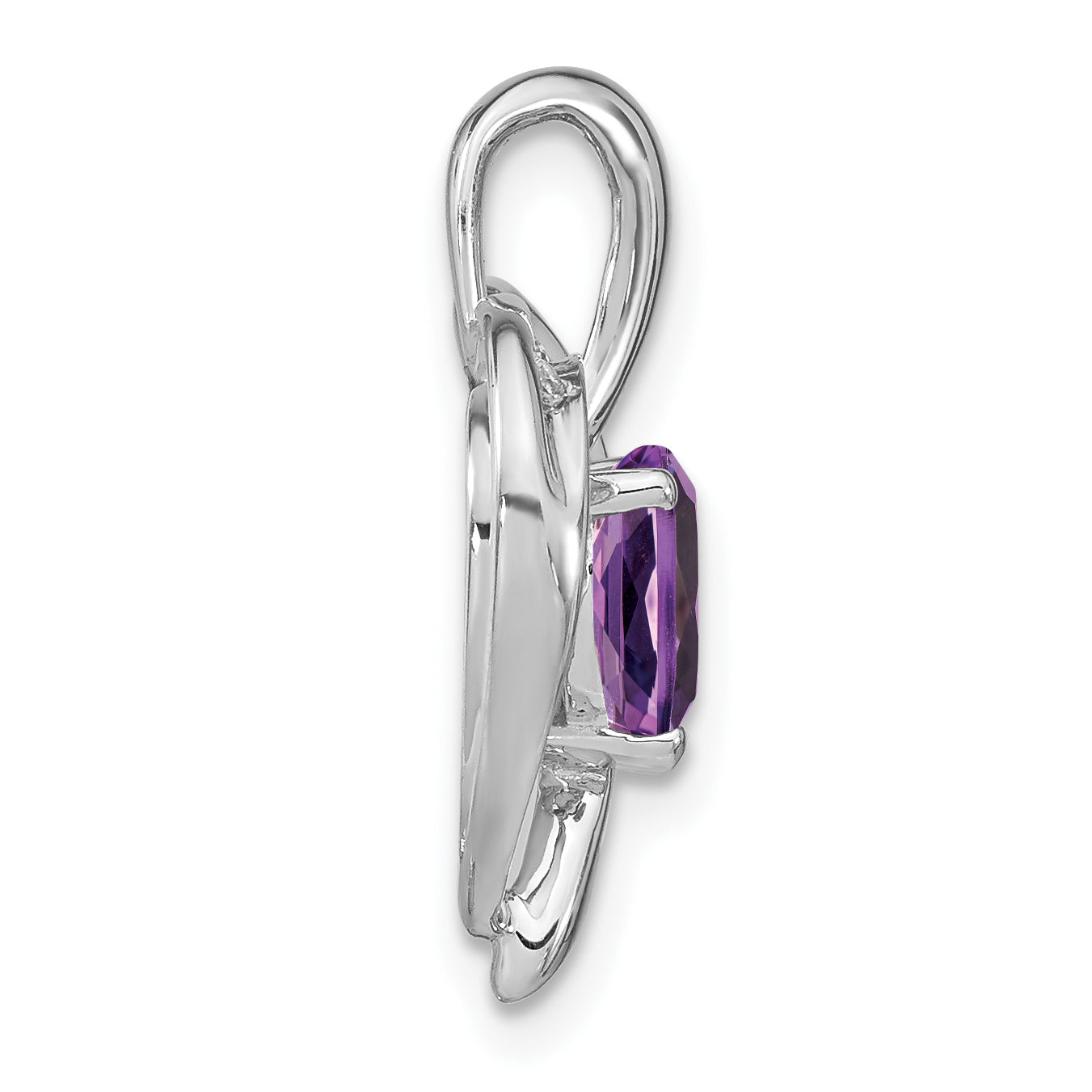 14k White Gold Amethyst and Diamond Heart Pendant Secondary image