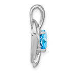 14k White Gold Blue Topaz and Diamond Heart Pendant
